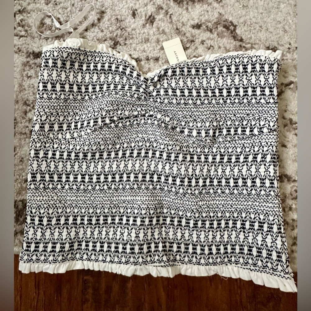 ‼️RARE‼️🎸ANTHROPOLOGIE🎸🔥NWT🔥Smocked Sweetheart Tube-Top in White— M - Picture 5 of 9